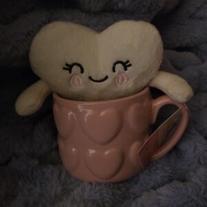 Large Pink Heart Mug with Heart Plush